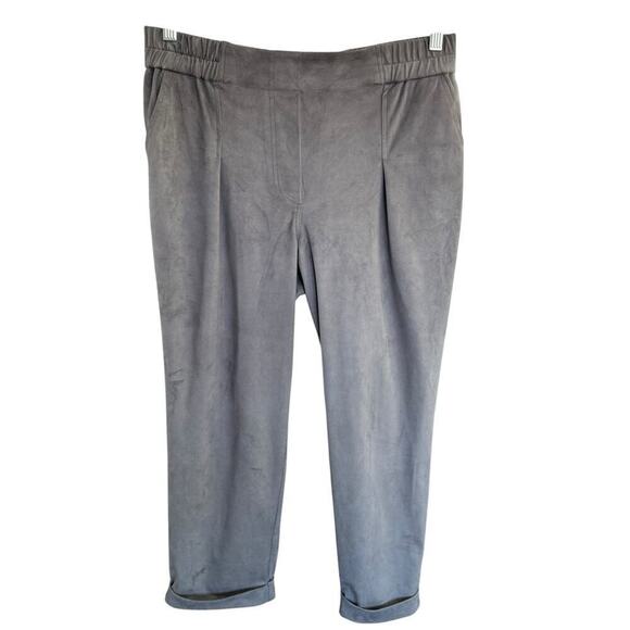 Brochu Walker Pants Women's Gray Cuffed Sz M Stretch Pull On Dress Trousers - Picture 1 of 10
